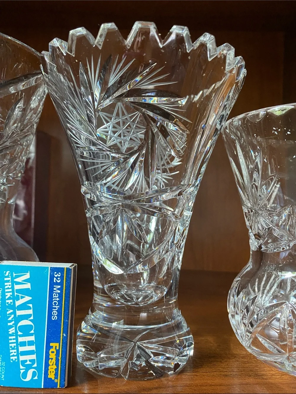Vintage Clear Cut Crystal Vases European hand cut  4